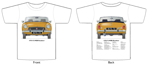 MGB Roadster (wire wheels) 1970-72 T-shirt Front & Back